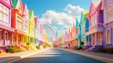 Fototapeta premium colorful rainbow houses