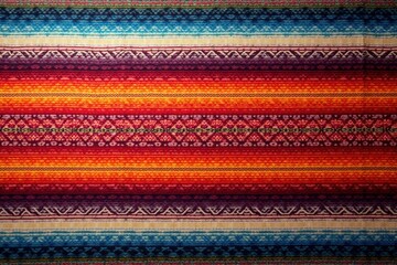 poncho background Cinco de mayo Mexican serape fiesta pattern traditional culture blanket with stripes pattern copy space fabric textile material Mexican backdrop - stock photo stock photograph image