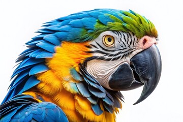 Fototapeta premium Vibrant Blue and Gold Macaw Closeup - Panoramic Wildlife Photography