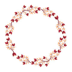 Autumn Leaves Wreath with Warm Red and Orange Tones