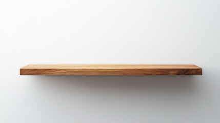 Minimalist wooden shelf on white wall - simple, elegant, modern design for home decor