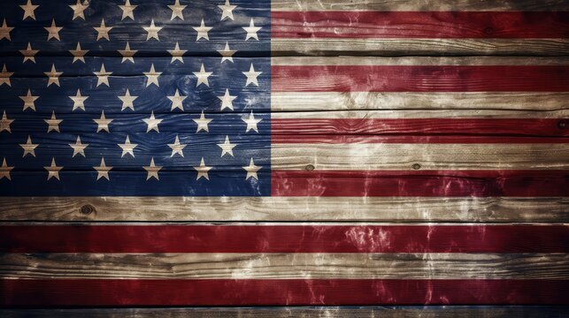 weathered flag on wood