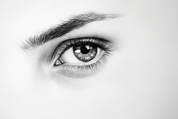 Detailed close-up of human eye showcasing intricate features and textures in monochrome art