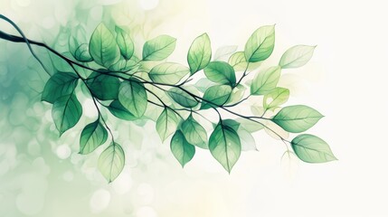 Green theme Spring background with leaves.