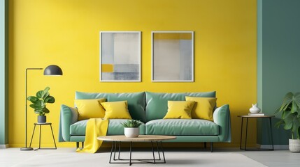bright yellow wall room