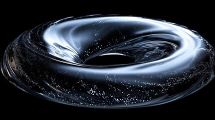 Shiny swirling black hole torus with cosmic particles in space