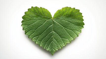 Heart-shaped leaf with veins on a white background