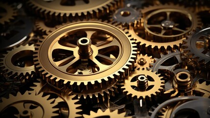 dynamic shiny gold metal gears