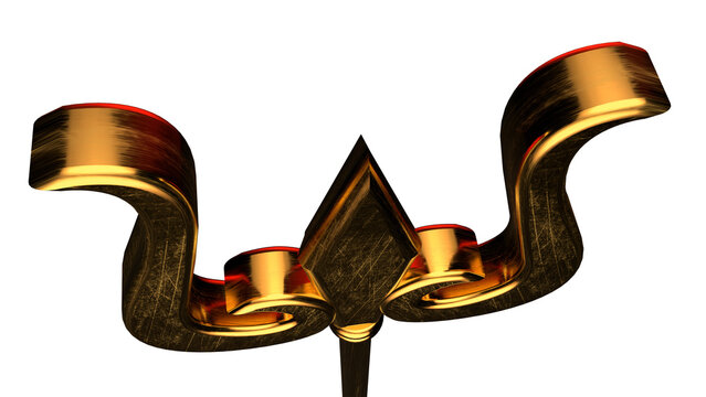 Golden trishul on transparent background
