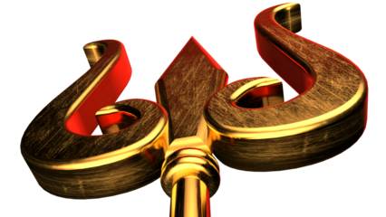 Golden trishul on transparent background
