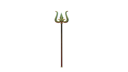 Golden trishul on transparent background
