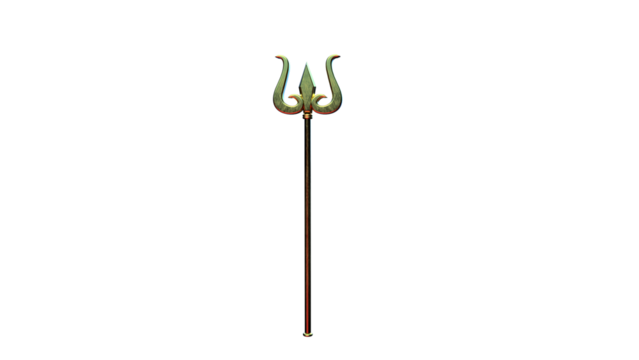 Golden trishul on transparent background
