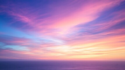 Fototapeta premium Colorful Sunset over Ocean, Vivid Clouds, Inspiring Horizon View