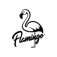 a stylish Flamingo logo, with a flamingos long neck