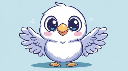 Obraz premium Adorable Baby Bird Character Illustration With Big Eyes And A Sweet Smile. Cute Design For Children'S Products And Joyful Projects.