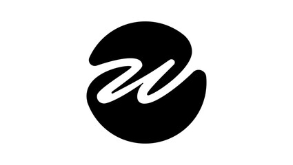 W seal logo, black isolated silhouette