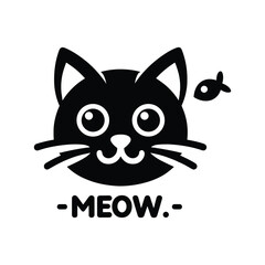 black cat head with a smile icon on white background