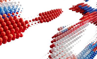Abstract 3D Render of Red White and Blue Spheres