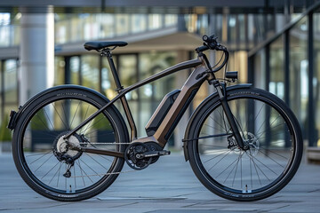 Fototapeta premium Revolutionizing Transportation: A Stylish and Futuristic Photoshoot of Blue Mid-Drive Motor E-Bikes with Cutting-Edge Electric Engines