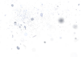 Abstract image of light grey dust particles floating on white background. Perfect for overlay.