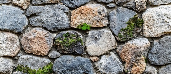 Obraz premium Stone wall texture with moss