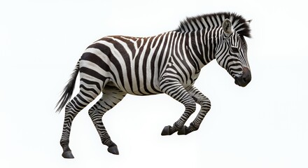 Obraz premium Zebra Jumping with Black and White Stripes Against White Background