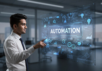 Businessman Engaging with Automation Technology