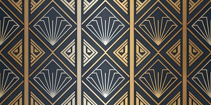 Art Deco Geometric Pattern Gold, Silver and Dark Gray Diamond Repeating Design, art deco, geometric pattern Art Deco, geometric design