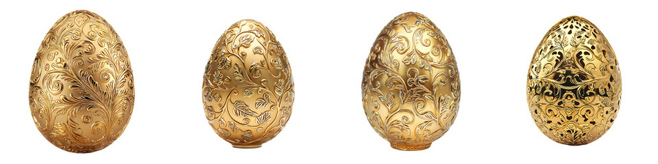 Decorative Golden Eggs with Intricate Floral Patterns for Celebratory Themes and Festive Decor Ideas