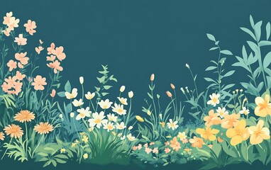 Obraz premium quiet garden with blooming flowers