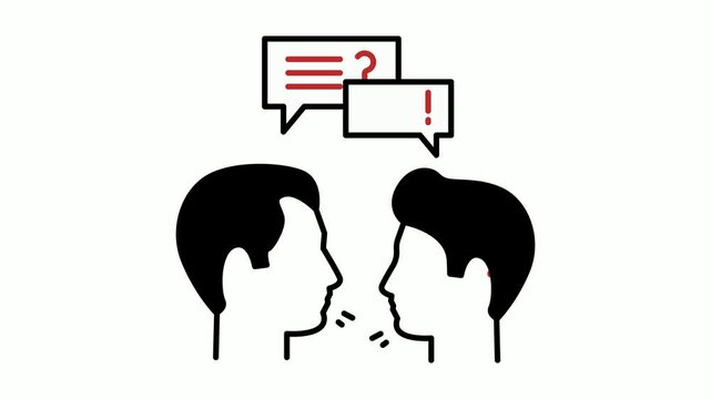Pre Sales Questions animation, frequently asked question animated video, eBusiness Management Clip, Banking and finance footage, two persons talking face each other motion graphics 