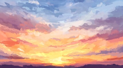 Fototapeta premium warm sunset sky with soft clouds