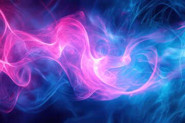 Obraz premium Colored illuminated smoke on dark background. Abstract vapor texture. Realistic closeup photo. Magic atmospheric wallpaper design.