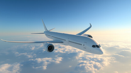 Obraz premium Modern passenger plane in the sky, concept of air travel in comfort