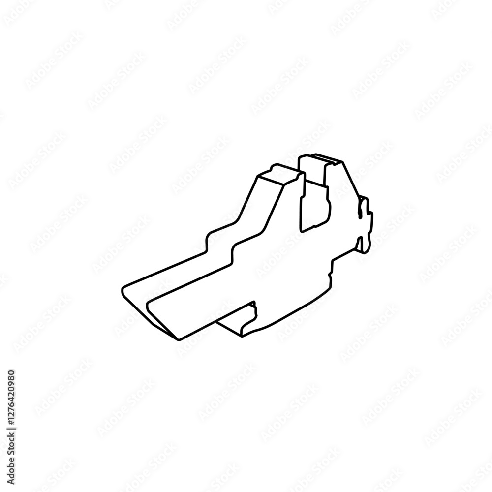 Poster the outline of a large vise symbol is made with black lines. 3d view of the object in perspective. v
