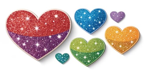 Glitter Heart Composition Rainbow Gradient, Sparkling Design, Love Concept, Valentine's Day Heart, Glitter, Love