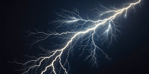 Glowing Lightning Bolt Digital Art, Branching Pattern, Power Concept, Nature, Storm Lightning, Electricity