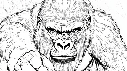 Gorilla Coloring Page Vector Illustration