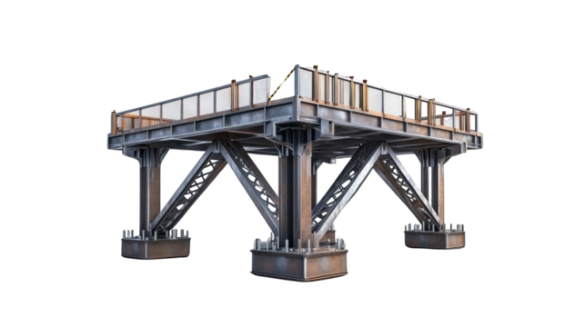 A large steel structure with a lot of metal beams and a lot of space