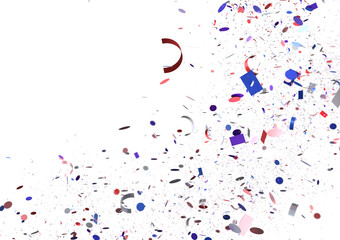 Vibrant confetti burst on white background. Ideal for celebration, party, and festive designs.