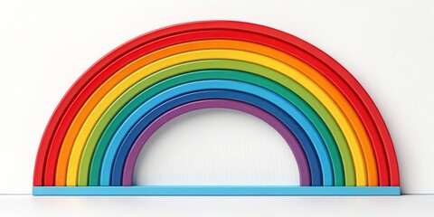 Rainbow Arch 3D Render, Colorful Arcs, Playful Concept, White Background, Rainbow, 3D Model Rainbow, Arch
