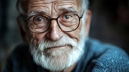 Portrait Of Serene Senior Man With Glasses. Wisdom Etched On His Face, Reflecting A Life Well-Lived.