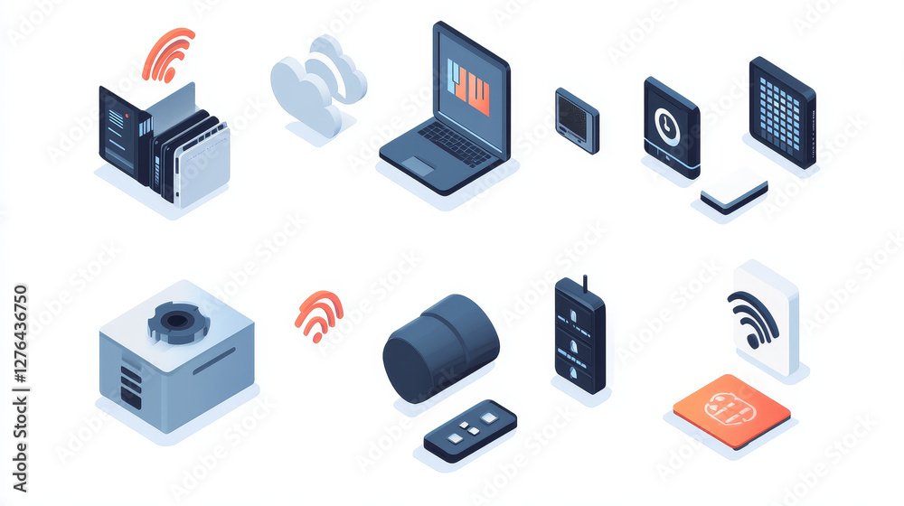 Poster thin lines connection icons outline set of big data center group cloud computing system internet pro