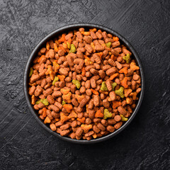 Dry food for pets, dogs or cats. Healthy organic food for animals.