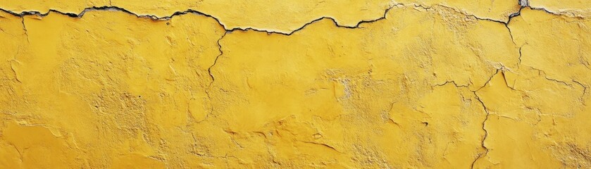 Obraz premium Aged turmeric yellow stucco wall with subtle cracks, vintage warmth, soft minimalism