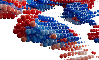 Abstract 3D Render of Red Blue and Pink Spheres