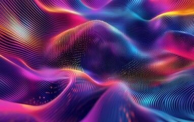 A computer generated colorful wave image on a dark background
