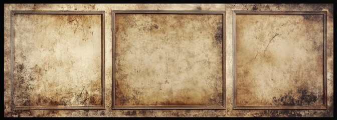 Three pieces of old and wornout paper are neatly stacked atop one another