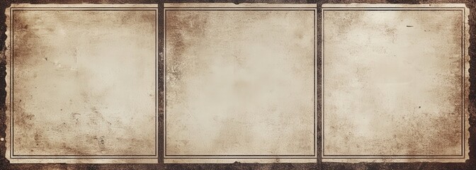 Three pieces of old and wornout paper are neatly stacked atop one another