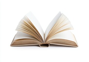 Obraz premium An open book on a white background, with empty pages waiting
